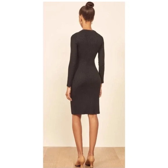Reformation jeans black ribbed long sleeve dress - Picture 2 of 10